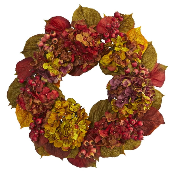 Farmhouse Wreath Autumn Wreath Country Fall Wreath Fall Wedding Decor Earthy Fall Hydrangea Wreath with Pumpkins